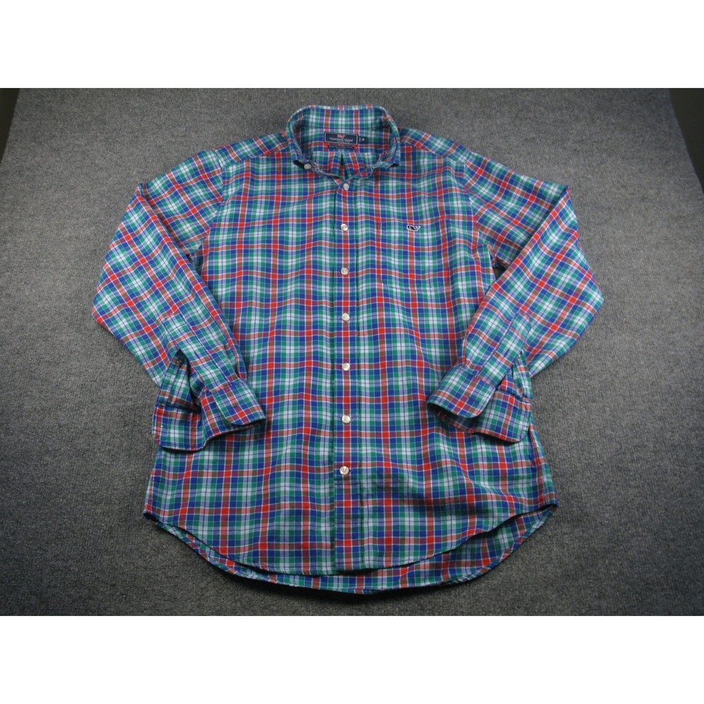Vineyard Vines Mens Plaid Slim Fit Button Down Shirt M Red Green Blue 1983